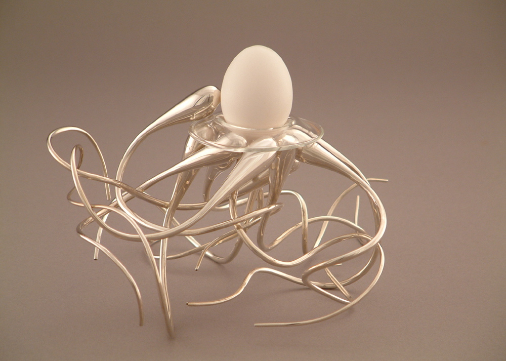 Egg Cup, Sterling Silver, Glass, 2006